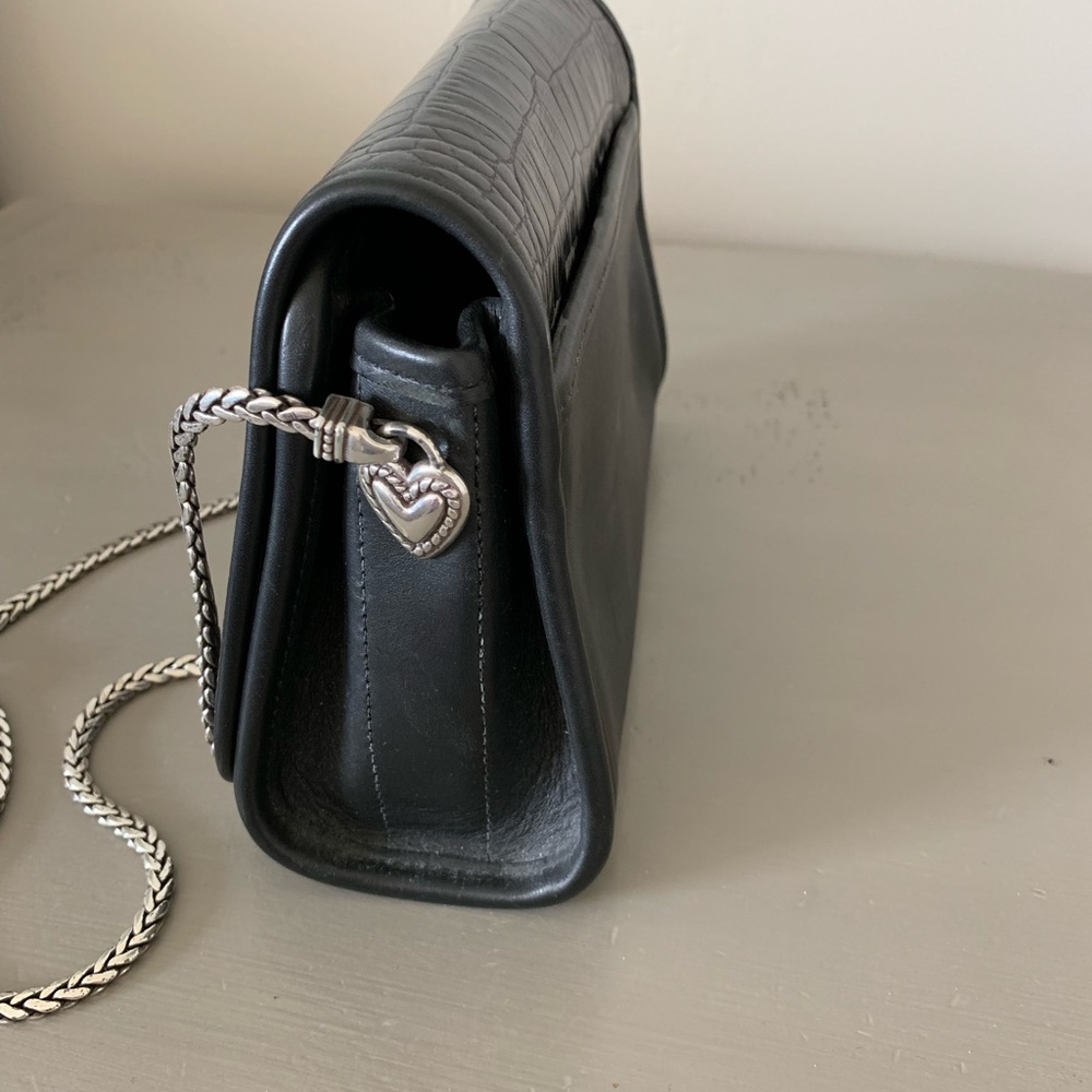 Brighton Black Croc-Embossed Shoulder Bag with Silver Chain - Picture 2 of 8